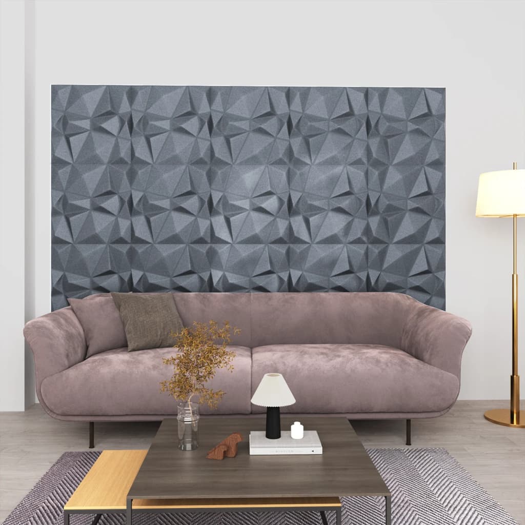 Vidaxl 24 St Wand Panels 3D Diamant 6 m² 50x50 cm Grey