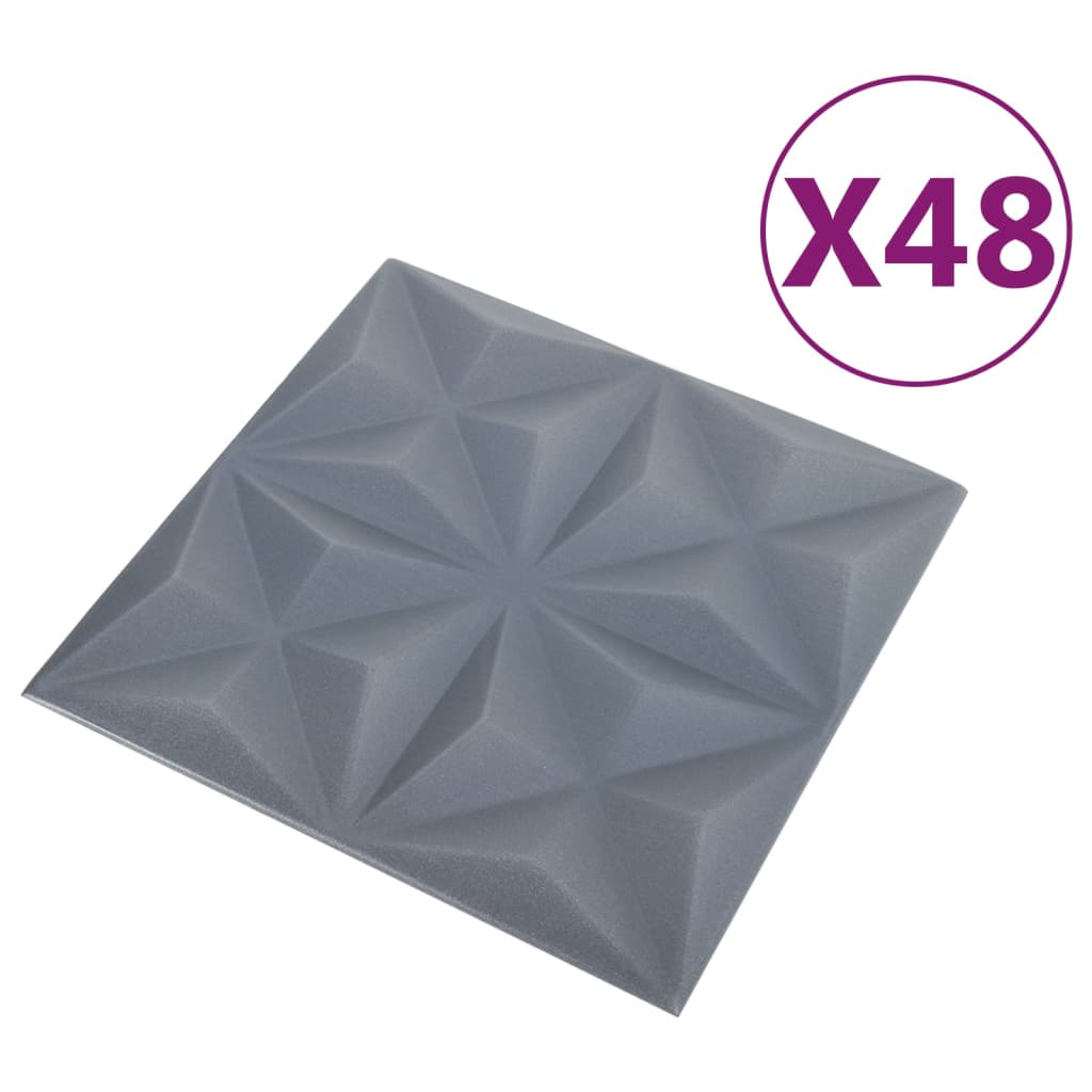 VidaXL 48 st Wandpanelen 3D origami 12 m² 50x50 cm grijs