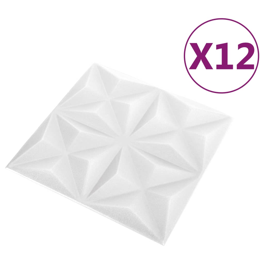 Vidaxl 12 stage de mur 3d origami 3 m² 50x50 cm blanc