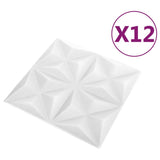 Vidaxl 12 stage de mur 3d origami 3 m² 50x50 cm blanc