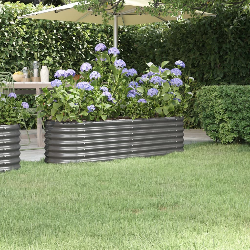 Vidaxl planter 152x40x36 cm pulver -belagt stålgrå