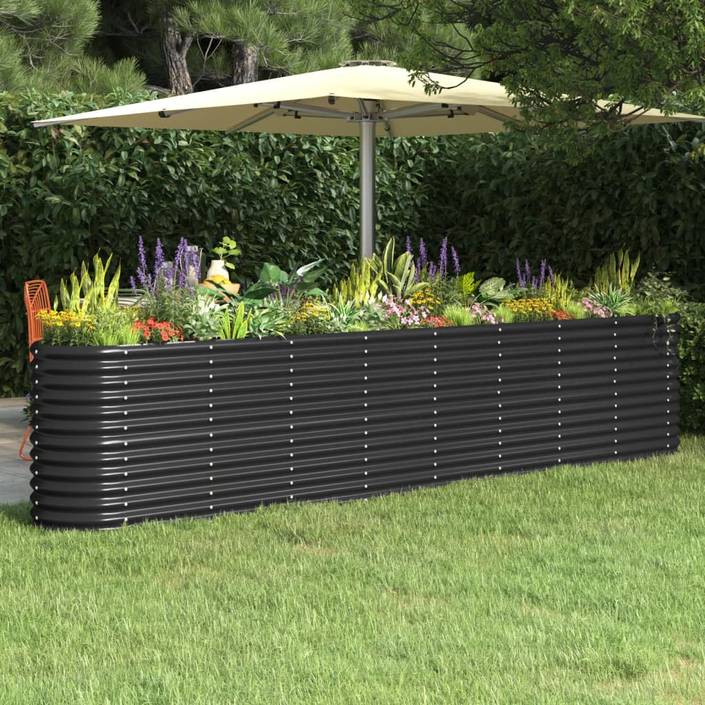 Vidaxl planter 332x40x68 cm pulver -belagt stål antracit -farvet