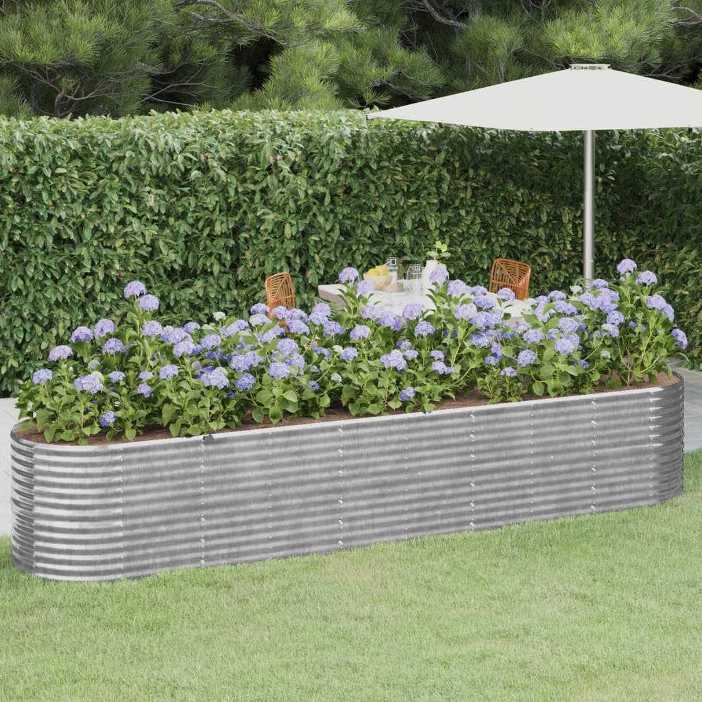 Vidaxl planter 368x80x68 cm pulver -coated stål sølvfarvet