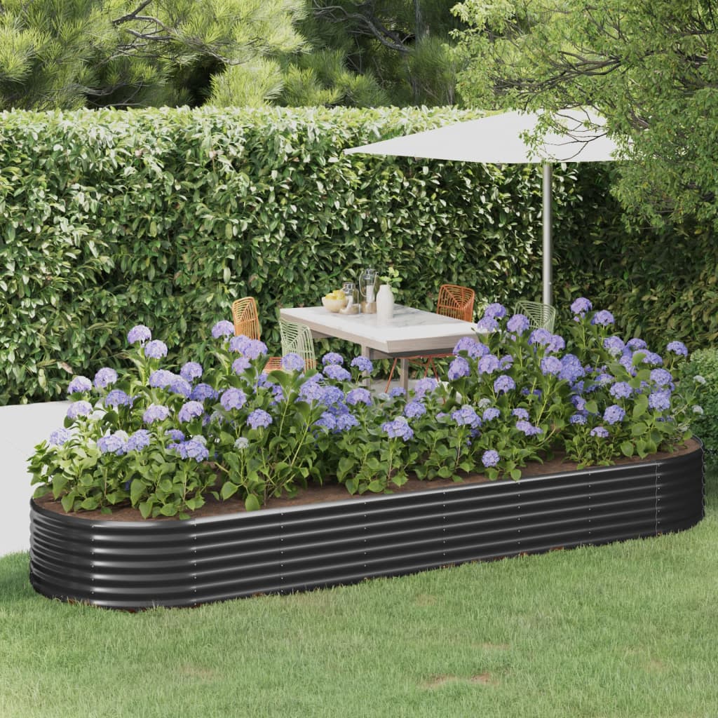 Vidaxl planter 322x100x36 cm pulver -belagt stål antracit -farvet