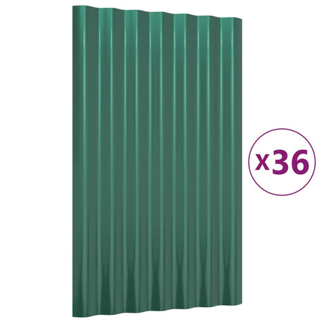 VidaXL Dakpanelen 36 st 60x36 cm gepoedercoat staal groen