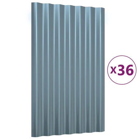 VidaXL Dakpanelen 36 st 60x36 cm gepoedercoat staal grijs