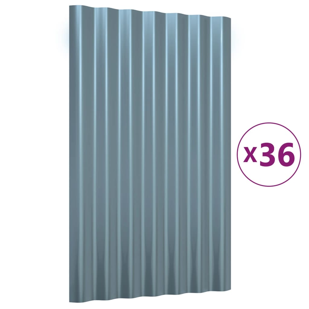 Vidaxl Dach Panels 36 st 60x36 cm pude -coated Stol Grey