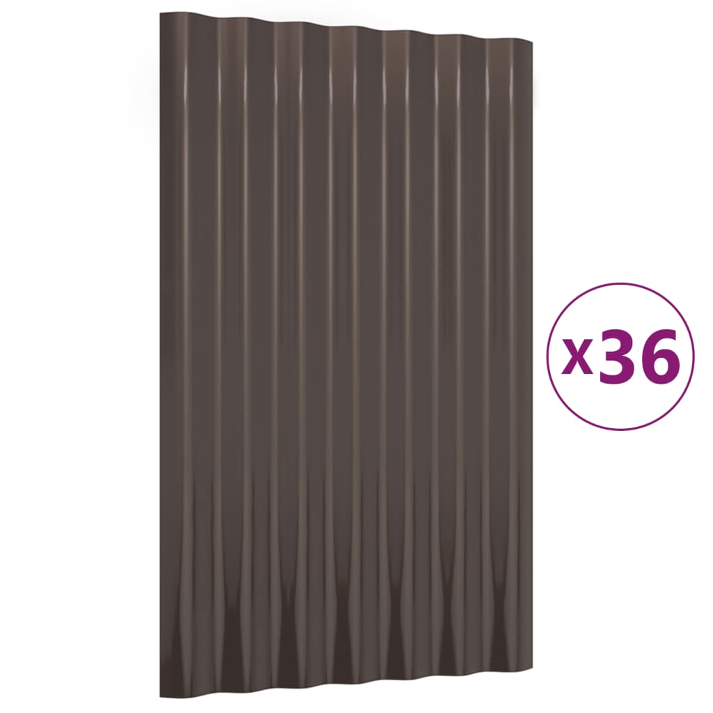 VidaXL Dakpanelen 36 st 60x36 cm gepoedercoat staal bruin