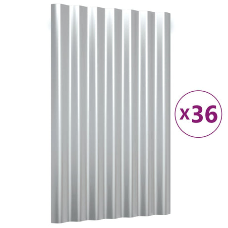 VidaXL Dakpanelen 36 st 60x36 cm gepoedercoat staal zilverkleurig