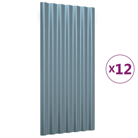 VidaXL Dakpanelen 12 st 80x36 cm gepoedercoat staal grijs