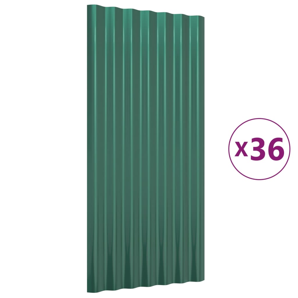 VidaXL Dakpanelen 36 st 80x36 cm gepoedercoat staal groen