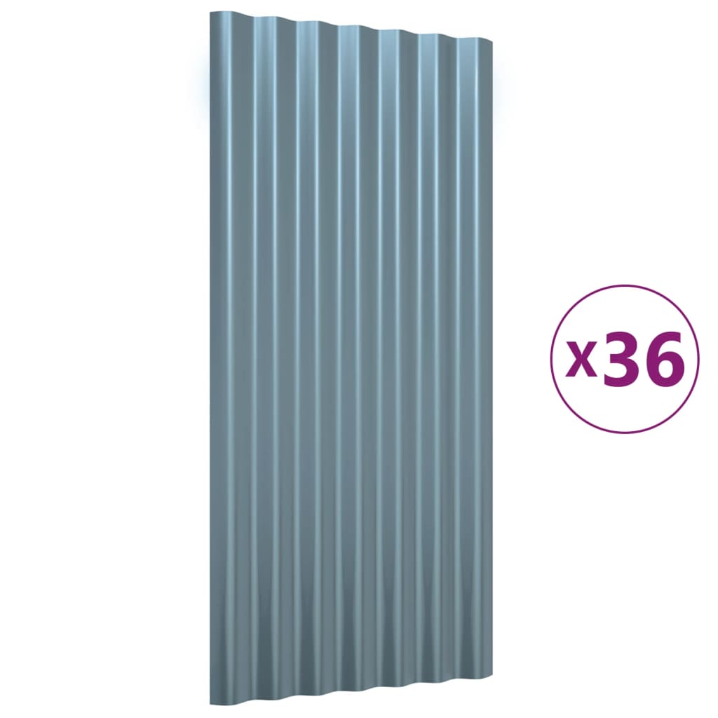 VidaXL Dakpanelen 36 st 80x36 cm gepoedercoat staal grijs