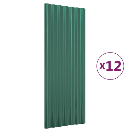 VidaXL Dakpanelen 12 st 100x36 cm gepoedercoat staal groen