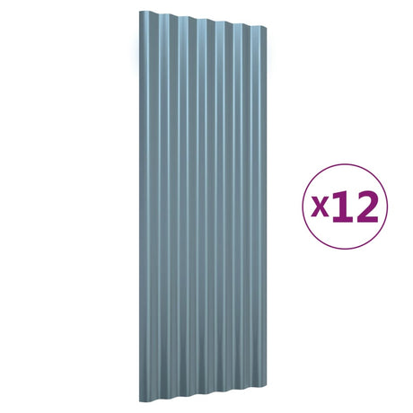 VidaXL Dakpanelen 12 st 100x36 cm gepoedercoat staal grijs