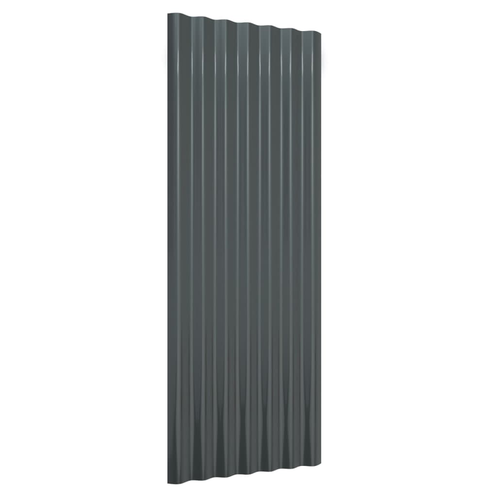 VidaXL Dakpanelen 12 st 100x36 cm gepoedercoat staal antracietkleurig