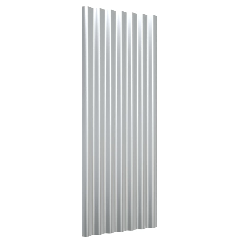 VidaXL Dakpanelen 12 st 100x36 cm gepoedercoat staal zilverkleurig