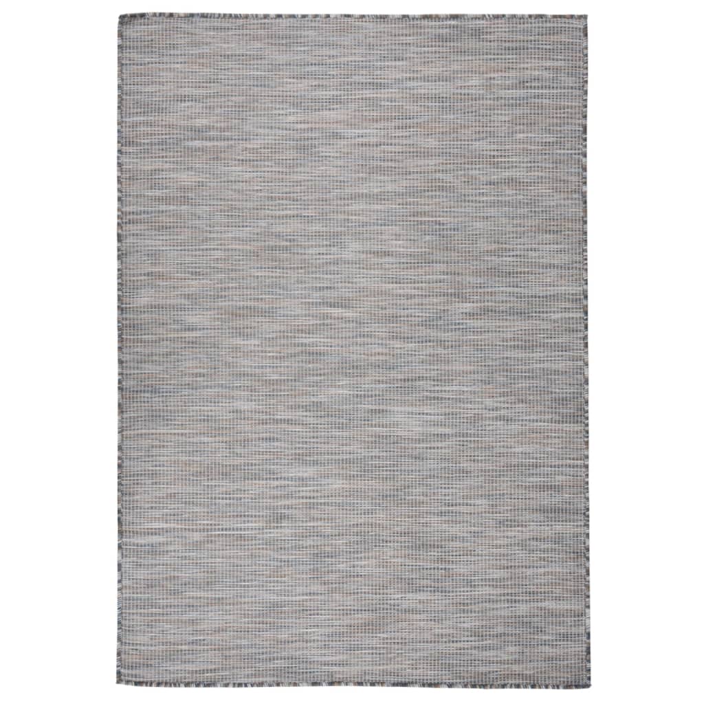 Vidaxl Extérieur tapis plat tissé 140x200 cm brun et bleu