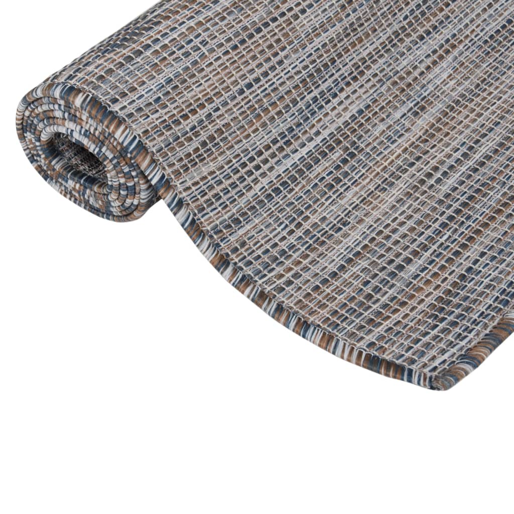 Vidaxl Outside Rug Flat Woven 160x230 cm de color marrón y azul