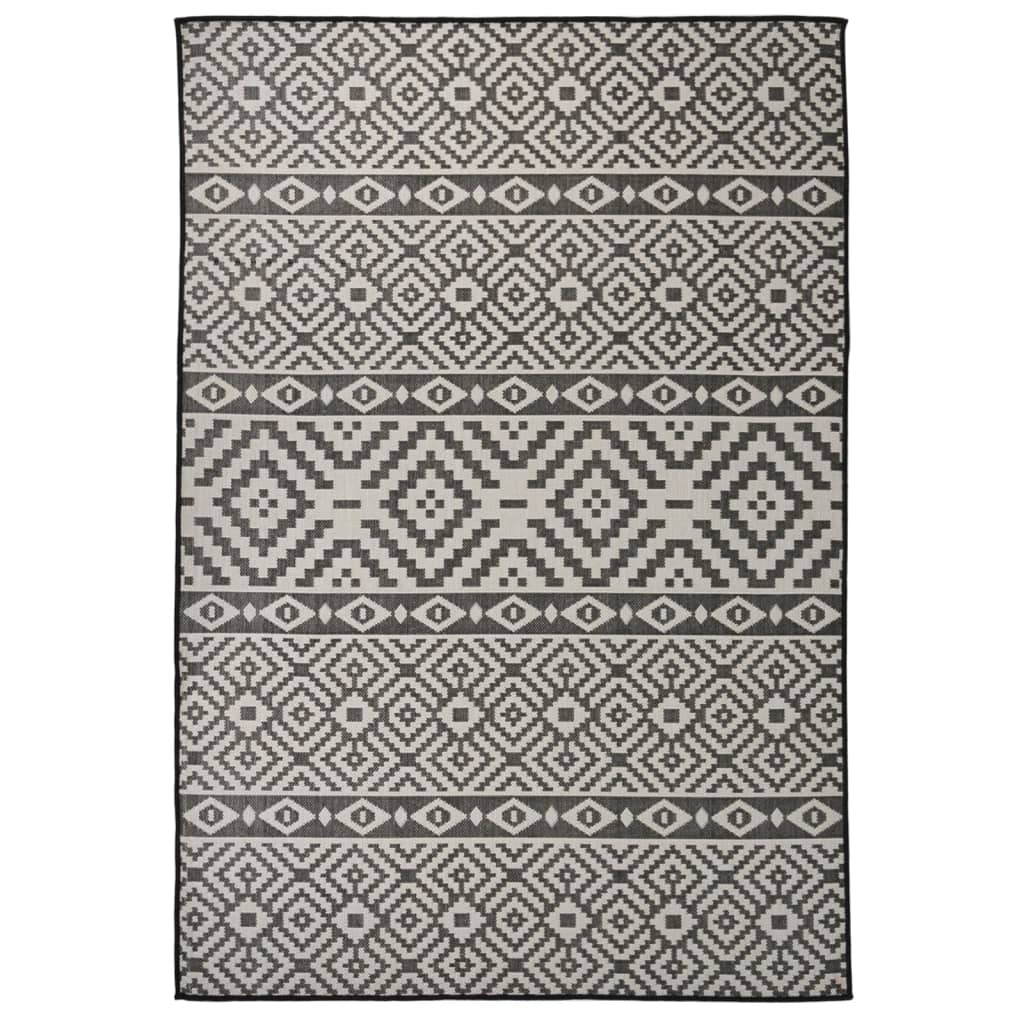 Vidaxl Außen Teppich mit Muster flach -wied 160x230 cm schwarz