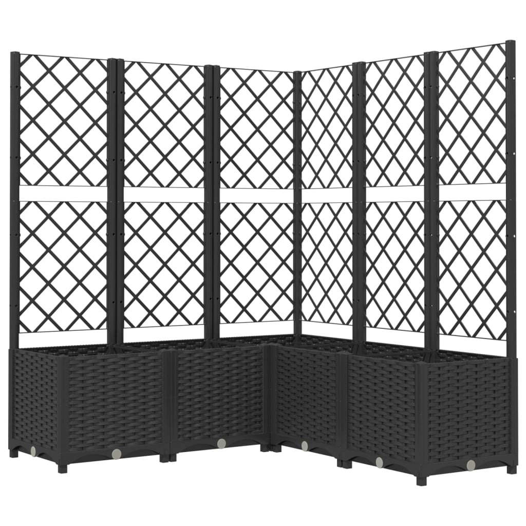 Plantador Vidaxl con latwerk 120x120x136 cm polipropeno negro