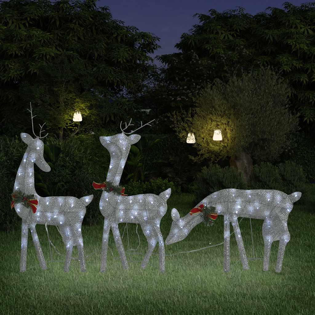 Vidaxl Christmas decorations Reindeer family 270x7x90 cm Gaas white silver color