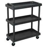 Vidaxl Tool Trolley 3 couches 75x37.5x92 cm Black en polypropène