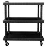 Vidaxl Tool Trolley 3 couches 75x37.5x92 cm Black en polypropène