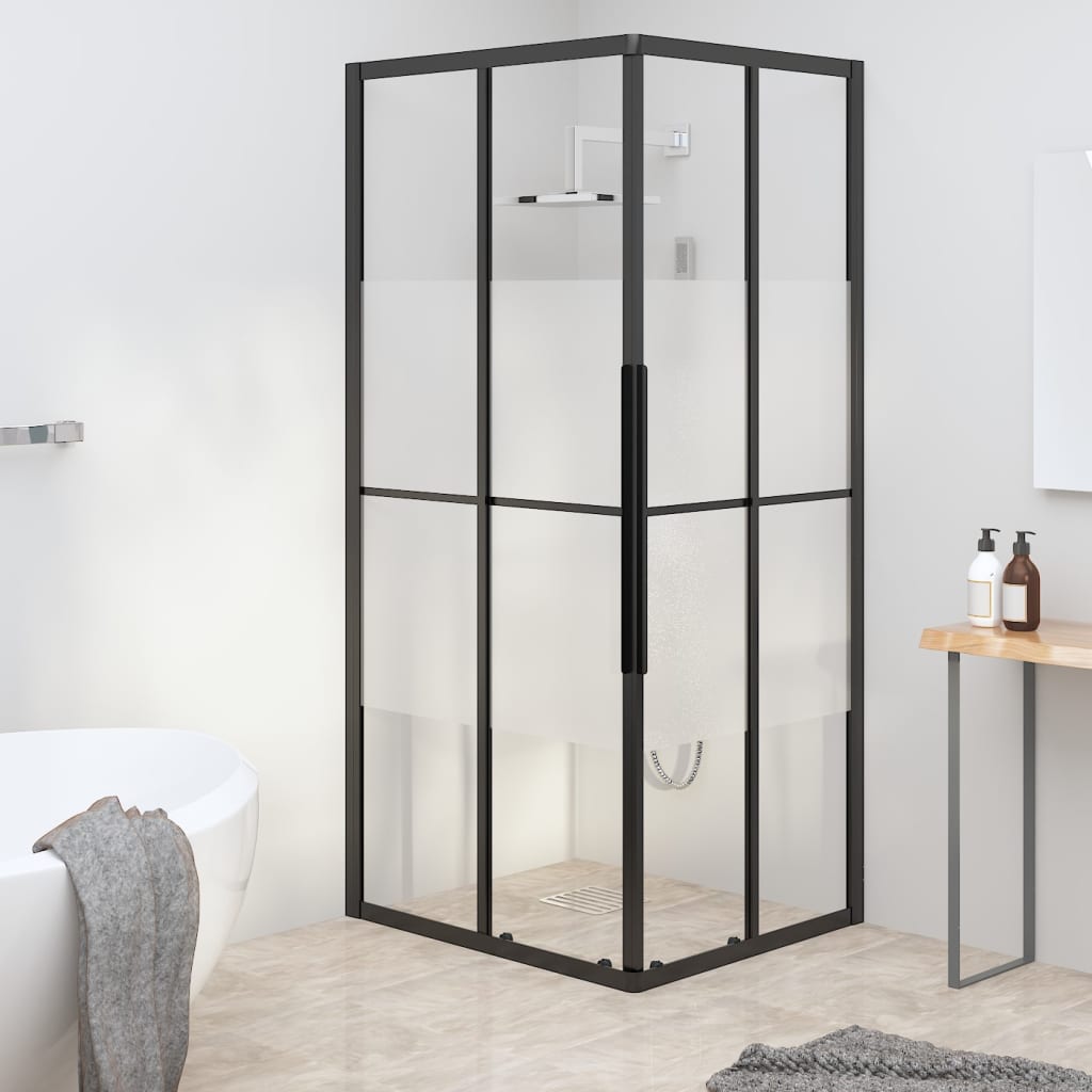 Cabine de douche Vidaxl 80x70x180 cm Half -Mat ESG noir