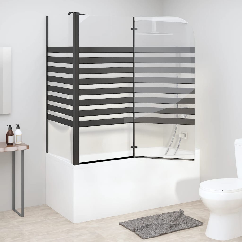 Vidaxl Bath Wall stribet 120x68x130 cm hærdet glas