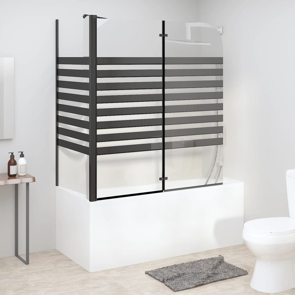 VidaXL Badwand gestreept 120x68x130 cm gehard glas