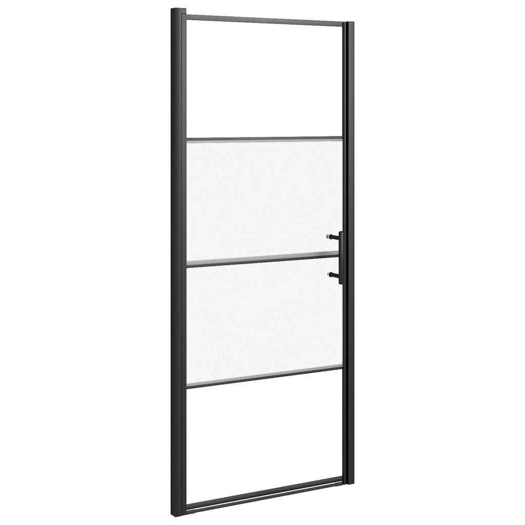 Vidaxl dusjdør halvt -Mat 91x195 cm herdet glass svart