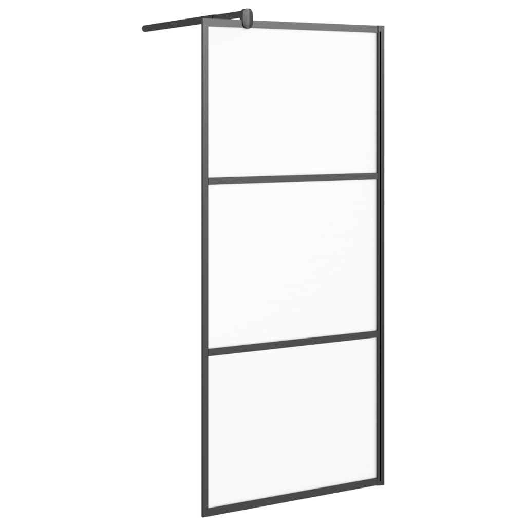 Vidaxl Walk-in Shower Wall 90x195 cm Mat ESG Glass Black