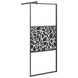 Vidaxl Walk-in shower wall with stone motif 80x195 cm ESG glass black