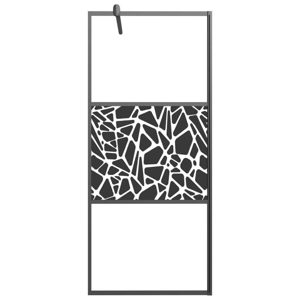 Vidaxl Walk-in shower wall with stone motif 80x195 cm ESG glass black