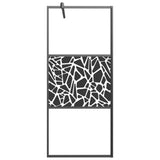 Vidaxl Walk-in shower wall with stone motif 80x195 cm ESG glass black