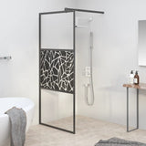 Vidaxl Walk-in shower wall with stone motif 80x195 cm ESG glass black