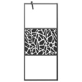 Vidaxl Walk-in shower wall with stone motif 90x195 cm ESG glass black