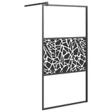 Vidaxl Walk-in shower wall with stone motif 100x195 cm ESG glass black