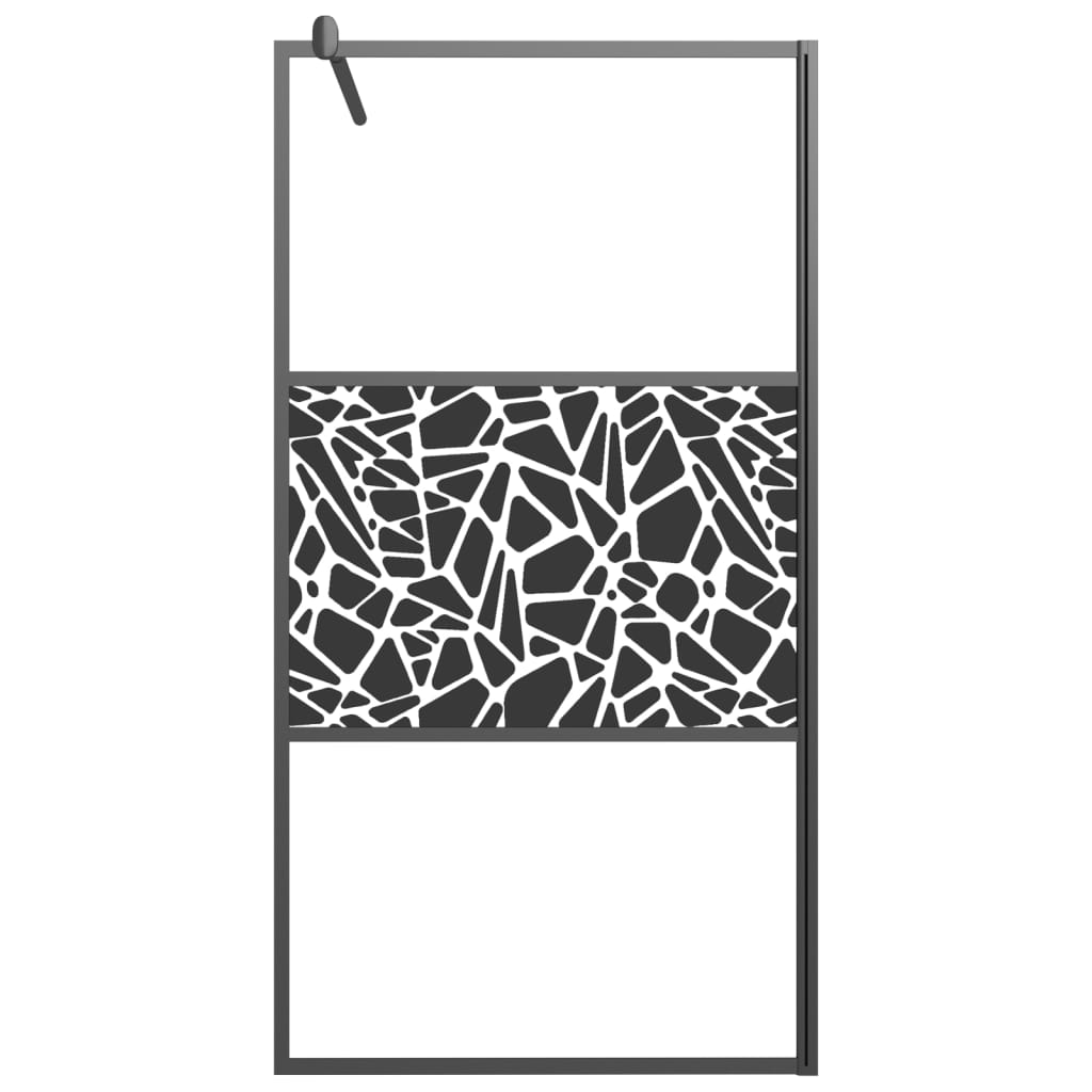 Vidaxl Walk-in shower wall with stone motif 100x195 cm ESG glass black