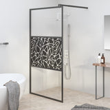 Vidaxl Walk-in shower wall with stone motif 100x195 cm ESG glass black