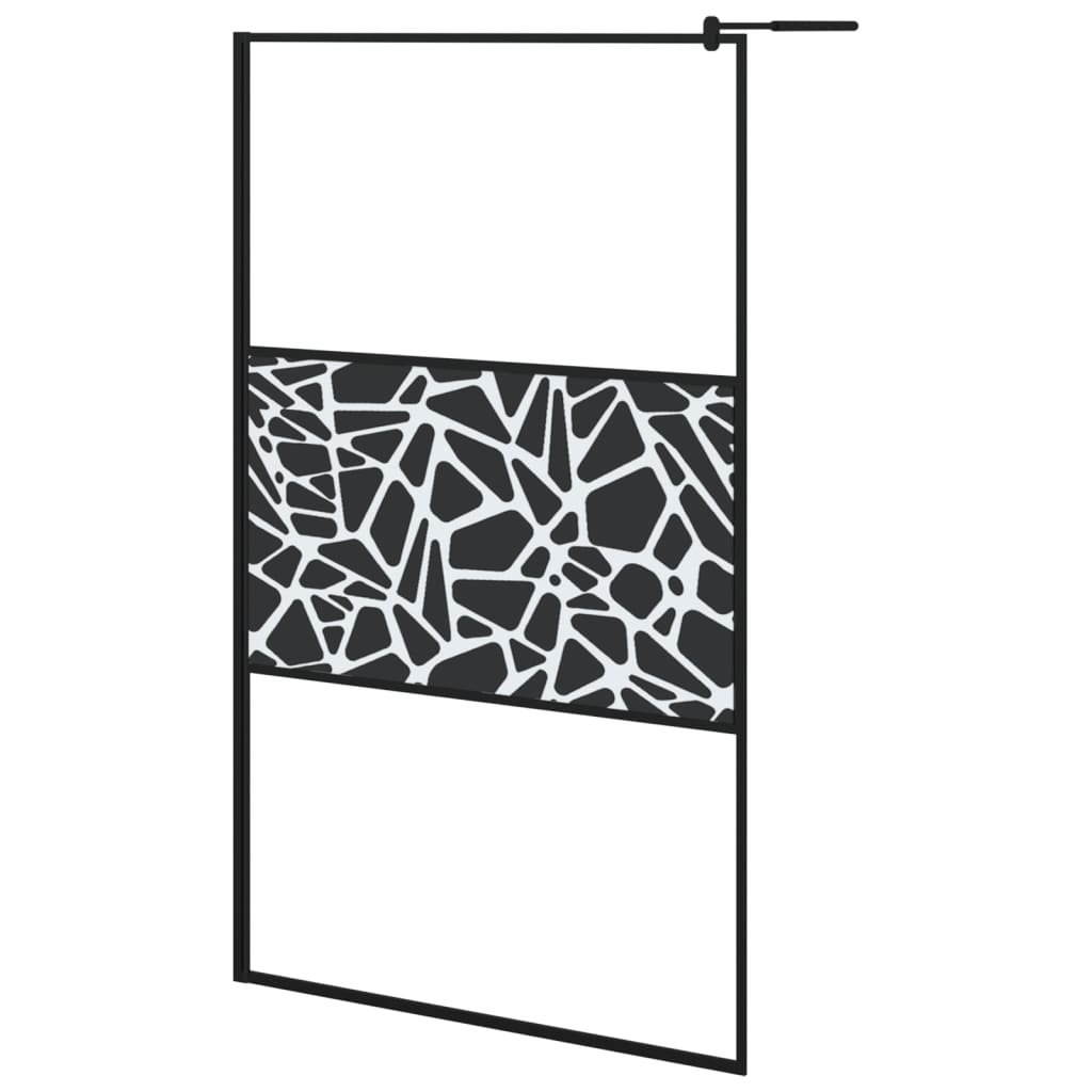 Vidaxl Walk-in shower wall with stone motif 115x195 cm ESG glass black