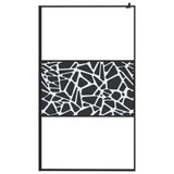 Vidaxl Walk-in shower wall with stone motif 115x195 cm ESG glass black