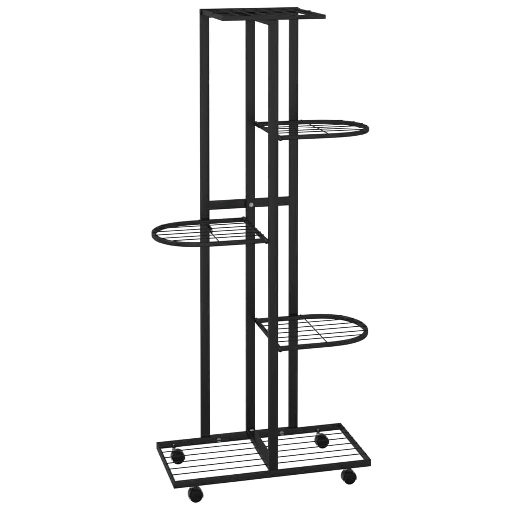 Vidaxl Flower Stand con ruote a 5 strati 44x23x100 cm Iron Black