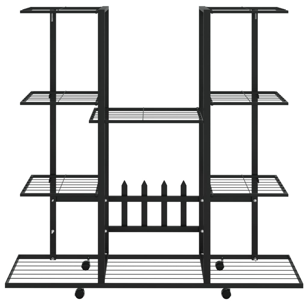 VidaXL Bloemenstandaard met wielen 94,5x24,5x91,5 cm ijzer zwart