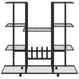 VidaXL Bloemenstandaard met wielen 94,5x24,5x91,5 cm ijzer zwart