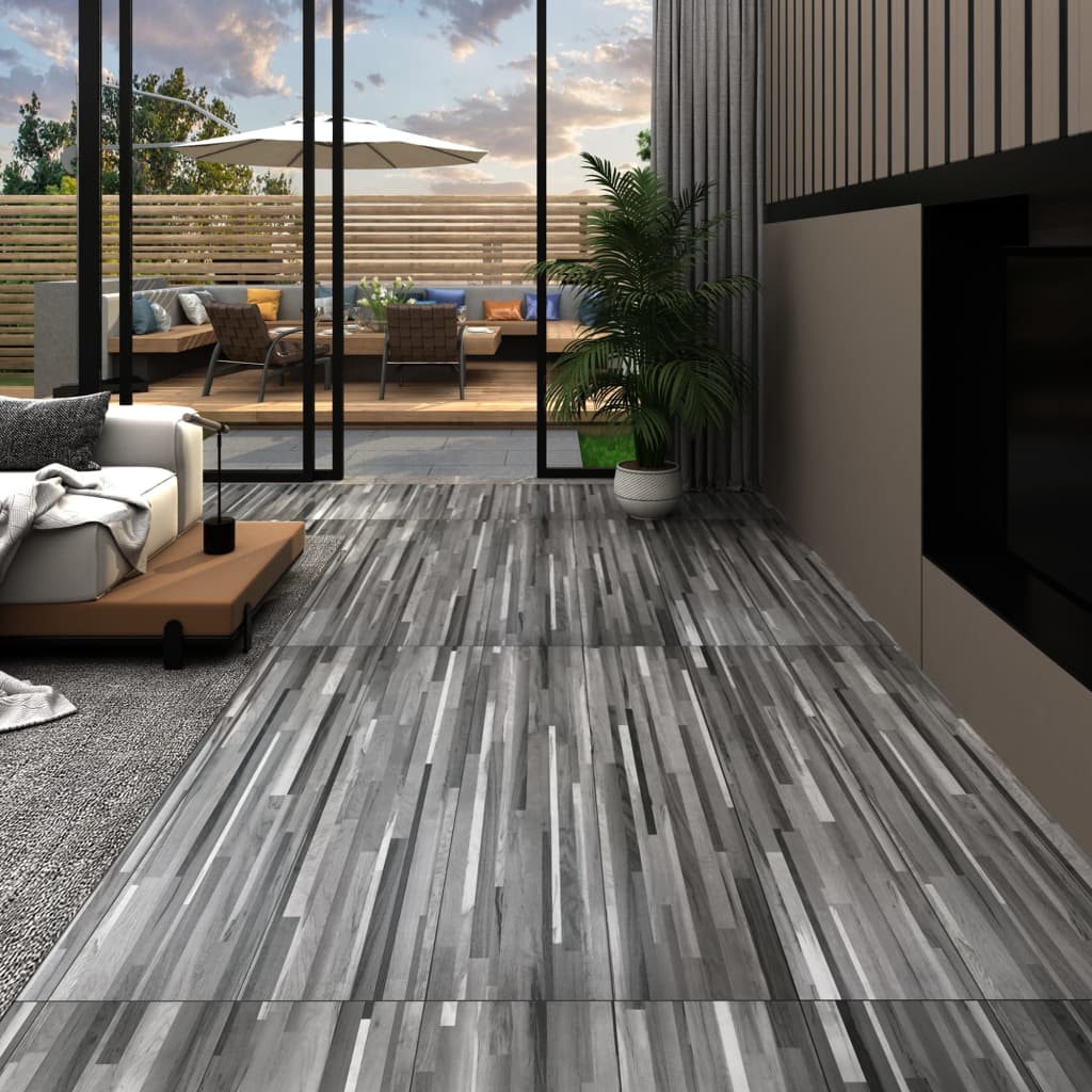 Vidaxl Floorbrædder selv -vedvarende 2,51 m² 2 mm PVC Striped Gray