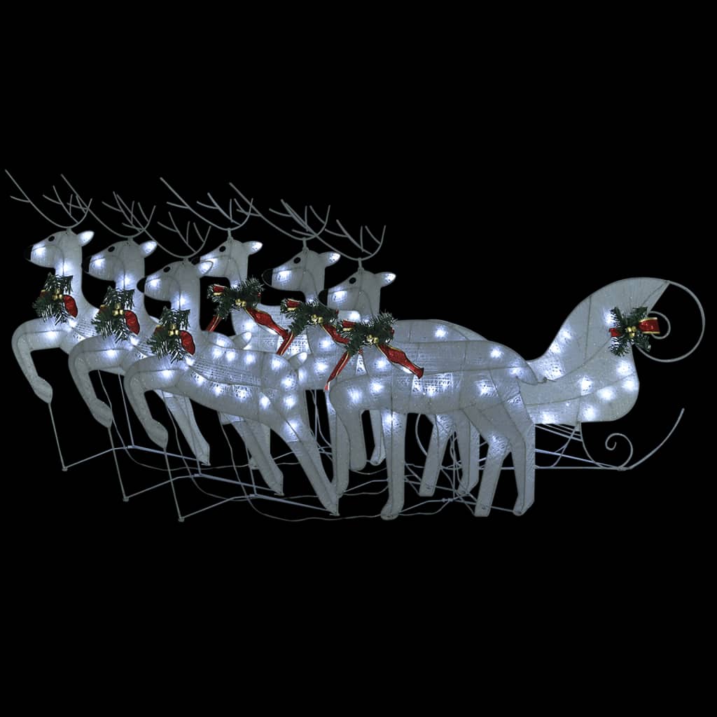 VidaXL Buitenkerstversiering rendieren en slee 140 LED's wit