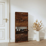 Armoire à chaussures Vidaxl 59x17x150 cm en bois de chêne fumé en bois coloré