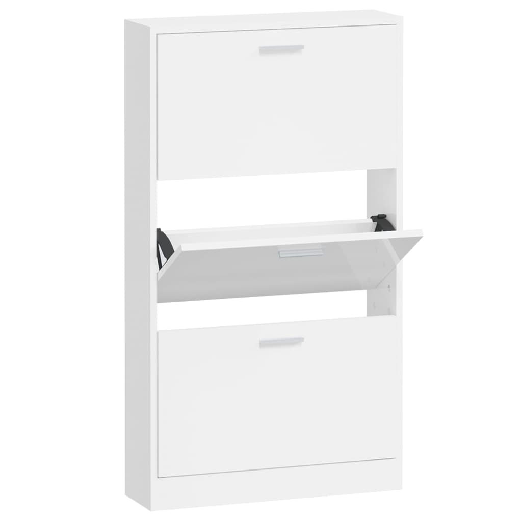 VidaXL Shoe cabinet 59x17x108 cm Properted Wood High Gloss White