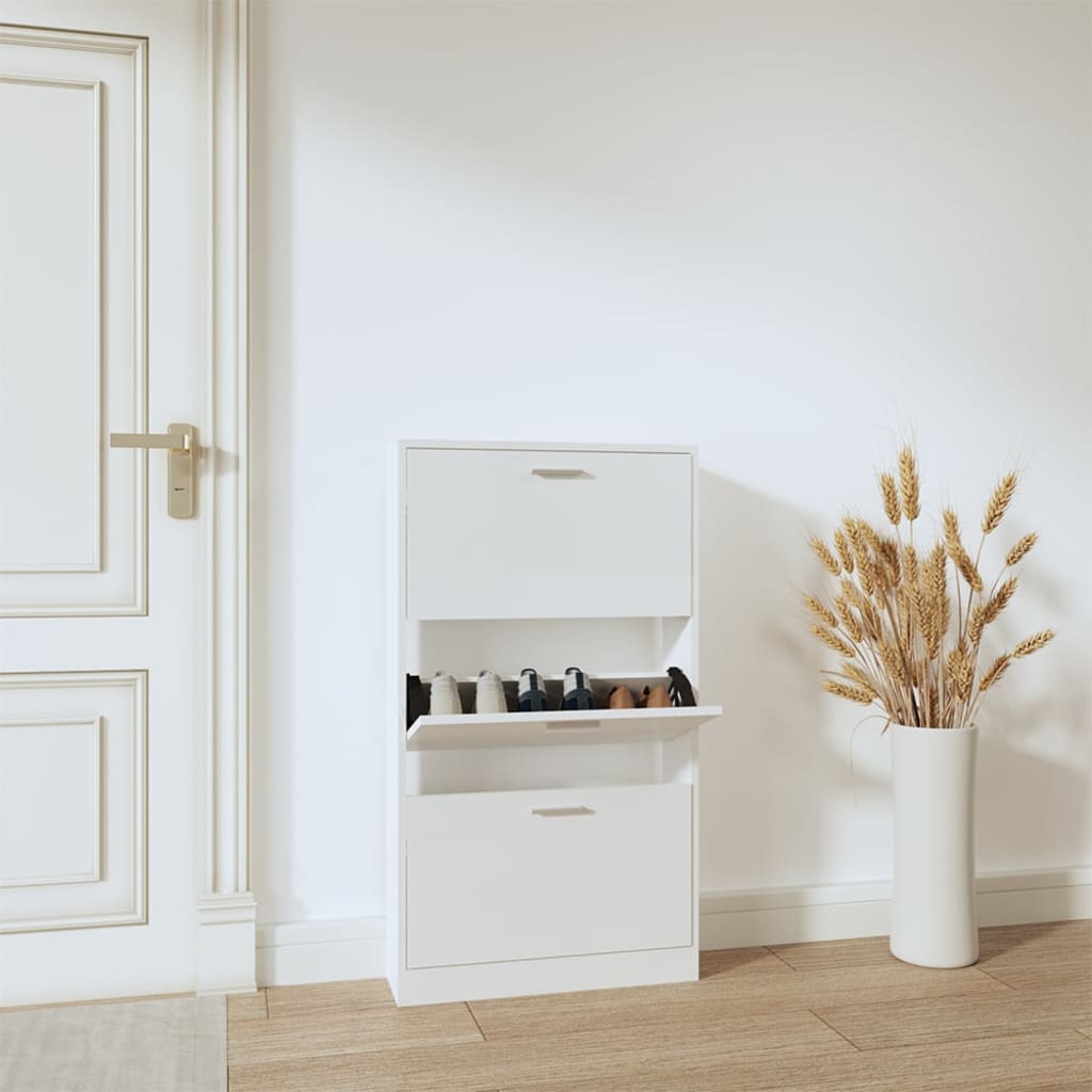 VidaXL Shoe cabinet 59x17x108 cm Properted Wood High Gloss White